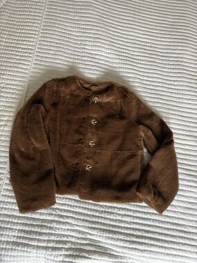 H&M Brown Teddy Faux Fur Jacket